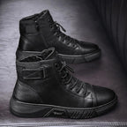 Men's Black Leather Solid Chelsea Boots
