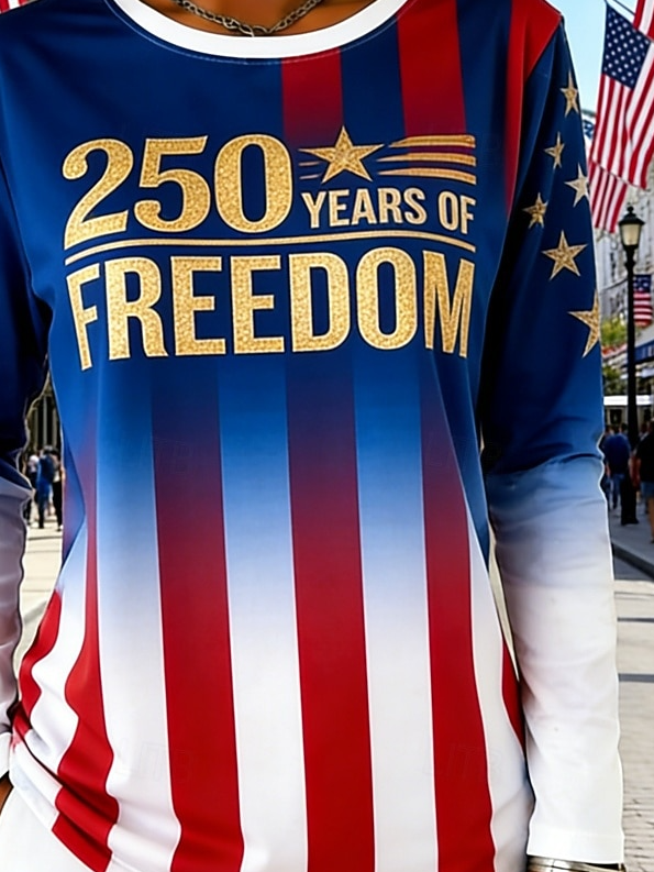 Loose America Flag Casual Cotton T-Shirt