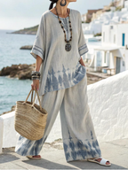 Cotton and linen women's tie-dye suit