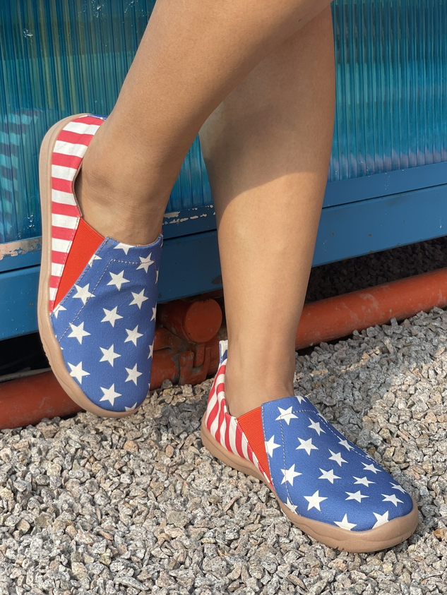 All Season America Flag Canvas Shallow Shoes