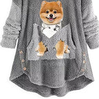 lambswool coat with animal print