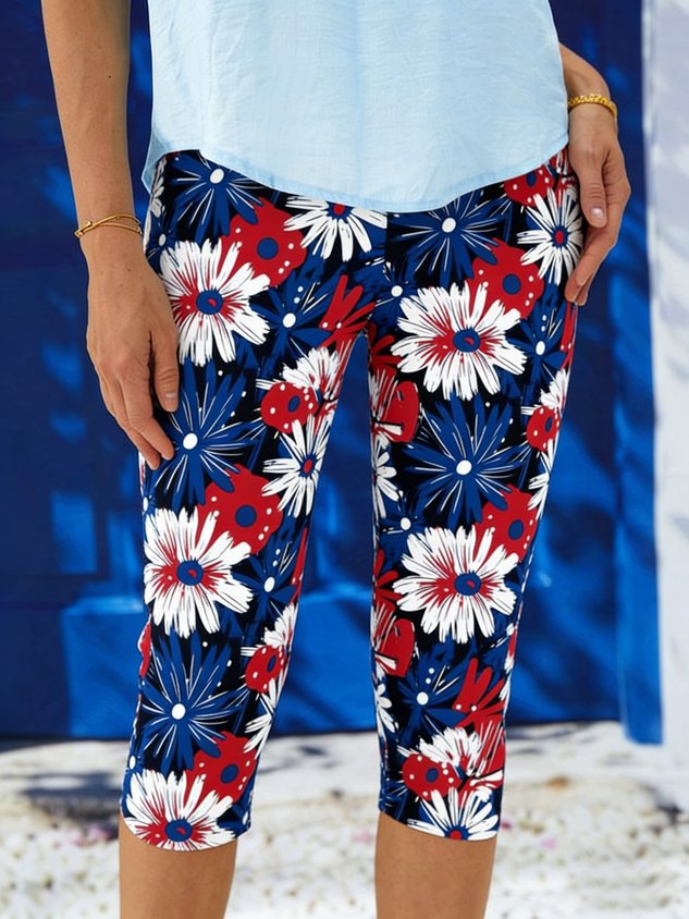 3D printing Floral Vintage Tight Independence Day 250th Anniversary Casual Leggings