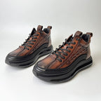 Mens Crocodile Print Genuine Leather Non-slip Arch Support Casual Sneakers