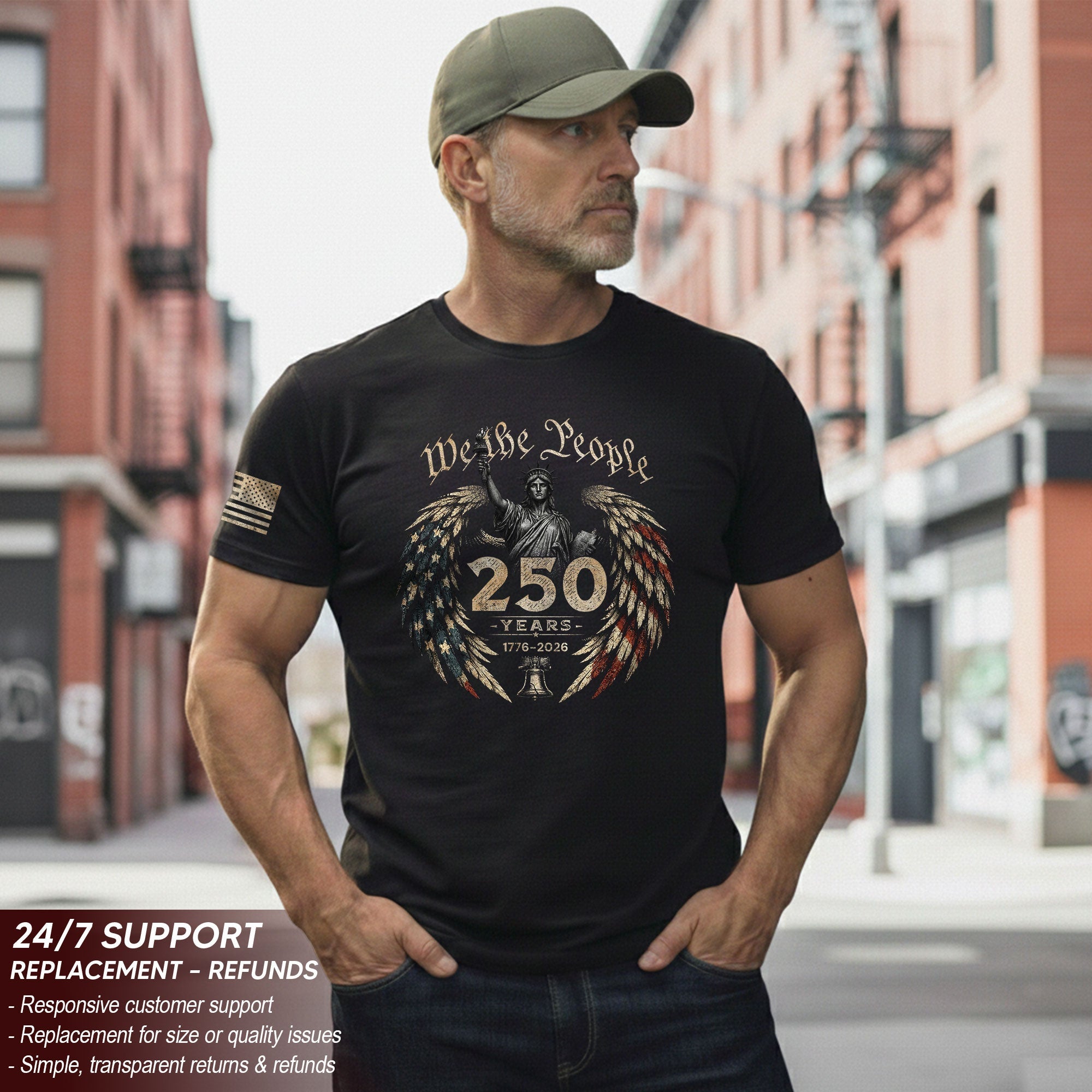 USA 250th Anniversary Shirt 1776-2026 We The People Statue of Liberty Patriotic for Men