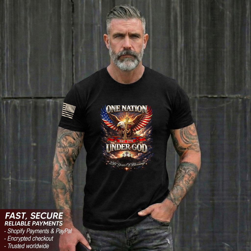 America 250th Anniversary 1776-2026 T-Shirt – 250 Years of Blessings Eagle Cross Patriotic Birthday Graphic Tee