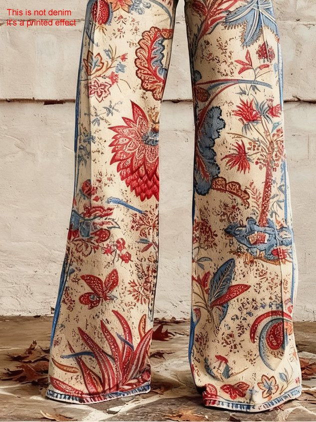 3D Printing Vintage Floral  Denim Look/Denim Effect Loose Casual Floral Pattern Casual Pants