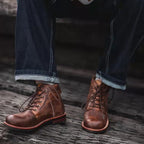 Men‘s Genuine Leather Waterproof Non-slip Arch Support Casual Work Boots