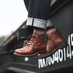 Men‘s Genuine Leather Waterproof Non-slip Arch Support Casual Work Boots