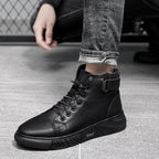 Men's Black Leather Solid Chelsea Boots